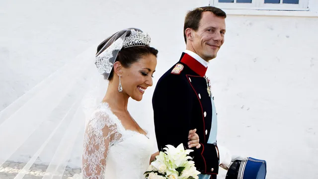 Prins Joachim en Marie Cavallier op hun bruiloft in 2008.