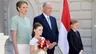 Prins Albert en prinses Charlène ontvangen samen met hun tweeling president Macron